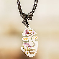 Halskette mit natürlichem Blumenanhänger, „Graceful Spring“ – Halskette mit verstellbarem Anhänger aus natürlichen Blumen und Harz