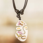 Natural flower pendant necklace, 'Graceful Spring' - Natural Flower and Resin Adjustable Pendant Necklace