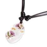 Natural flower pendant necklace, 'Graceful Spring' - Natural Flower and Resin Adjustable Pendant Necklace