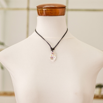 Natural flower pendant necklace, 'Graceful Spring' - Natural Flower and Resin Adjustable Pendant Necklace