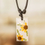 Natural flower pendant necklace, 'Adoration Sunflower' - Yellow Natural Sunflower and Resin Pendant Necklace