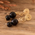 Onyx dangle earrings, 'Midnight Glow' - Dangle Earrings with Onyx Stones and Spiral Wire Accents