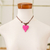 Collar con colgante de calabaza de madera y calabaza - Collar con colgante de calabaza fucsia con cuentas de madera