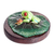 Wood and cold porcelain magnet, 'The Tropical Frog' - Handcrafted Painted Pinewood and Cold Porcelain Frog Magnet