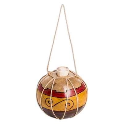 Kalebasse-Kürbis-Ornament - Bemalte traditionelle Kalebasse-Kürbis-Ornament mit Jaguar-Motiv