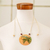 Calabash gourd pendant necklace, 'Wisdom Portrayal' - Hand-Painted Calabash Gourd Sea Turtle Pendant Necklace