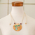 Calabash gourd pendant necklace, 'Harmony Portrayal' - Hand-Painted Calabash Gourd Hummingbird Pendant Necklace