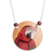 Calabash gourd pendant necklace, 'Loyalty Portrayal' - Hand-Painted Calabash Gourd Red Macaw Pendant Necklace