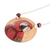 Halskette mit Anhänger aus Kalebassenkürbis - Handbemalte Kalebassenkürbis-Halskette mit rotem Ara-Anhänger