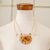 Calabash gourd pendant necklace, 'Poppy Spirit' - Hand-Painted Calabash Gourd Poppy Pendant Necklace