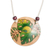 Calabash gourd pendant necklace, 'Leafy Spirit' - Leafy Hand-Painted Calabash Gourd Pendant Necklace