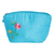 Embroidered cotton cosmetic bag, 'Cyan Beauty' - Embroidered Floral Cyan Cotton Cosmetic Bag with Zipper
