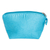 Embroidered cotton cosmetic bag, 'Cyan Beauty' - Embroidered Floral Cyan Cotton Cosmetic Bag with Zipper