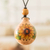 Halskette mit Anhänger aus Kalebassenkürbis - Handgefertigte Sonnenblumen-Halskette mit Anhänger aus Kalebasse