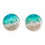 Sterling silver and resin button earrings, 'Sea Shining' - Seascape-Themed Sterling Silver and Resin Button Earrings thumbail