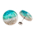 Sterling silver and resin button earrings, 'Sea Shining' - Seascape-Themed Sterling Silver and Resin Button Earrings (image 2d) thumbail
