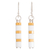 Glass beaded dangle earrings, 'Paradise Columns' - Golden and White Glass Beaded Dangle Earrings