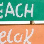 Wood wall art, 'Beach Love' - Hand-Painted Wood Wall Art with Inspirational Message