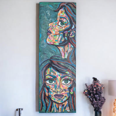 'The colour of Emotions' - Signed Stretched Expressionist Acrylic Painting in Cool Hues