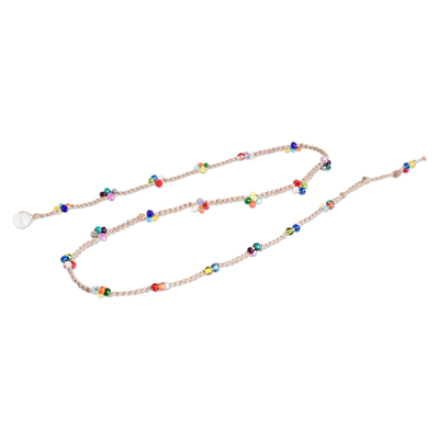 Beaded macrame wrap bracelet, 'colour Fantasy' - Macrame Wrap Bracelet with colourful Crystal Beads