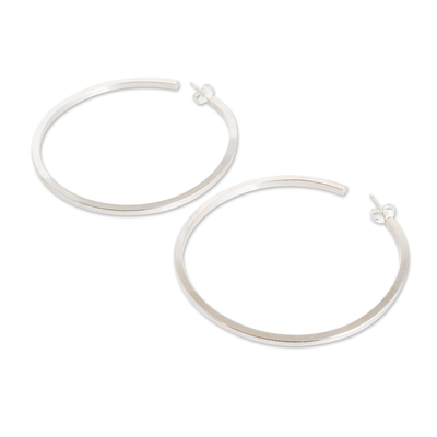 Sterling silver half-hoop earrings, 'Classic Appeal' - Polished Sterling Silver Half-Hoop Earrings from Guatemala