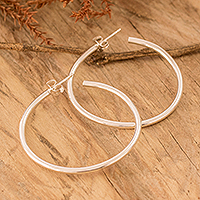 Sterling silver half-hoop earrings, 'Brilliant Circle' - Sterling Silver Half-Hoop Earrings Crafted in Guatemala