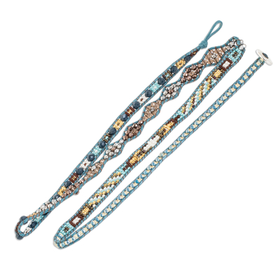 Positive energy bracelet, 'Path of Guidance' - Handcrafted Beaded Positive Energy Long Wrap Bracelet