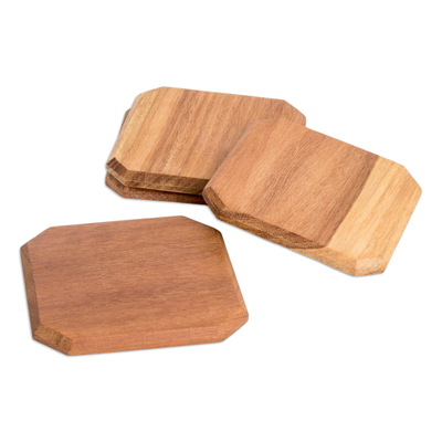 Wood coasters, 'Resilience Stage' (set of 4) - Set of 4 Hand-Carved Geometric Chichipate Wood Coasters