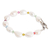 Cultured pearl wristband bracelet, 'Colors on White' - Cultured Pearl & Crystal Beaded Bracelet with Silver Clasp