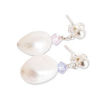 Cultured pearl dangle earrings, 'Colors on Cream' - Silver Dangle Earrings with Cultured Pearls & Crystal Beads
