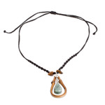 Jade and bamboo beaded pendant necklace, 'Natural Delicacy' - Handmade Light Green Jade and Bamboo Beaded Pendant Necklace