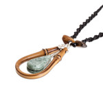 Jade and bamboo beaded pendant necklace, 'Natural Delicacy' - Handmade Light Green Jade and Bamboo Beaded Pendant Necklace