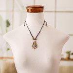 Jade and bamboo beaded pendant necklace, 'Natural Delicacy' - Handmade Light Green Jade and Bamboo Beaded Pendant Necklace