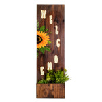 Decorative wood accent, 'Welcome' - Hand-Painted Decorative Sunflower Wood Accent with Box