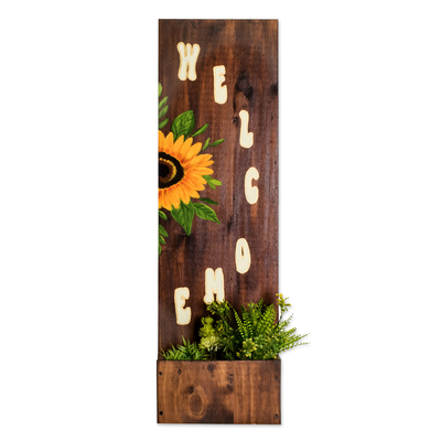 Dekorativer Holzakzent - Handbemalter dekorativer Sonnenblumen-Holzakzent mit Box