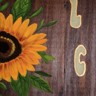 Dekorativer Holzakzent - Handbemalter dekorativer Sonnenblumen-Holzakzent mit Box