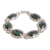 Jade link bracelet, 'Maya Queen' - Sterling Silver Link Bracelet with Dark Green Jade Stones