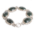 Jade link bracelet, 'Maya Queen' - Sterling Silver Link Bracelet with Dark Green Jade Stones