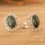 Jade button earrings, 'Maya Queen' - Sterling Silver Button Earrings with Dark Green Jade Stones