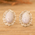 Jade button earrings, 'Maya Queen in Lilac' - Sterling Silver Button Earrings with Lilac Jade Stones (image 2) thumbail