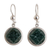 Jade dangle earrings, 'Ancient Heritage' - Dark Green Jade Sterling Silver Geometric Dangle Earrings thumbail