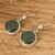 Jade dangle earrings, 'Ancient Heritage' - Dark Green Jade Sterling Silver Geometric Dangle Earrings (image 2b) thumbail