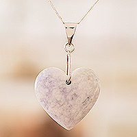 Halskette mit doppelseitigem Jade-Anhänger, „Love Emotion“ – Halskette mit doppelseitigem Herz-Anhänger aus Sterlingsilber und Jade
