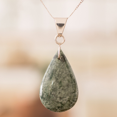 Jade double-sided pendant necklace, 'Bicolor Shadow' - Sterling Silver Jade Double-Sided Pendant Necklace