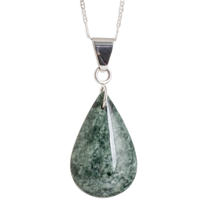 Jade double-sided pendant necklace, 'Bicolour Shadow' - Sterling Silver Jade Double-Sided Pendant Necklace