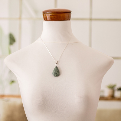 Jade double-sided pendant necklace, 'Bicolor Shadow' - Sterling Silver Jade Double-Sided Pendant Necklace