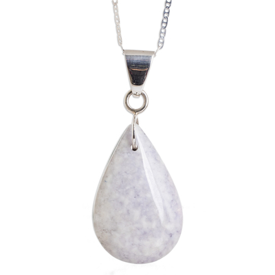 Jade double-sided pendant necklace, 'Two-Tone Shadow' - 925 Silver Green & Lilac Jade Double-Sided Pendant Necklace
