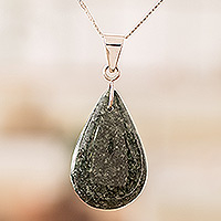 Jade double-sided pendant necklace, 'Dual-colour Shadow' - 925 Silver Green & Black Jade Double-Sided Pendant Necklace