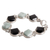 Jade link bracelet, 'Glamorous Style' - Sterling Silver Black and Apple Green Jade Link Bracelet