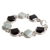 pulsera de eslabones de jade - Pulsera de plata de ley con eslabones de jade verde manzana y negro